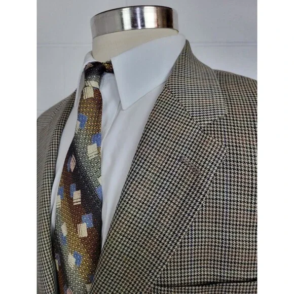 Ralph Lauren Mens Wool Houndstooth Check‎ Sport Coat Jacket 48L